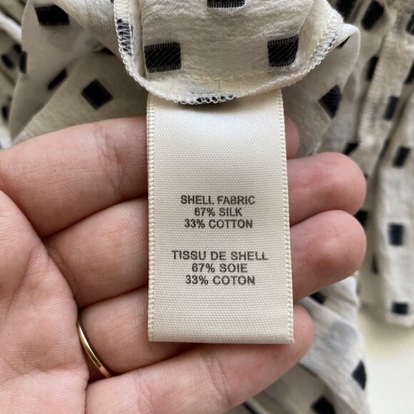 REBECCA TAYLOR Womens Blouse White Box Clip Dot Silk Ruffle Top Size 0 - Picture 9 of 11